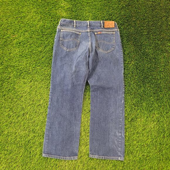 Vintage 70s LEE Whiskered Jeans 35x28 Dark-Wash Talon-Zip - Picture 2 of 16